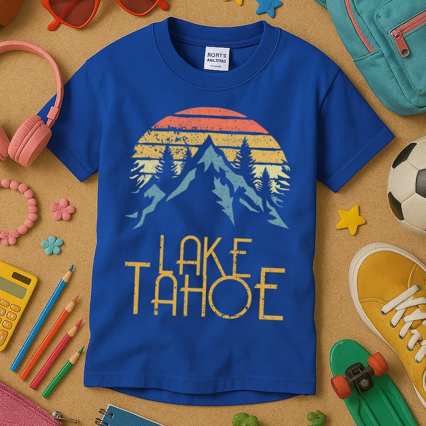 Vintage Lake Tahoe California Nevada Retro Gift Kids T-Shirt