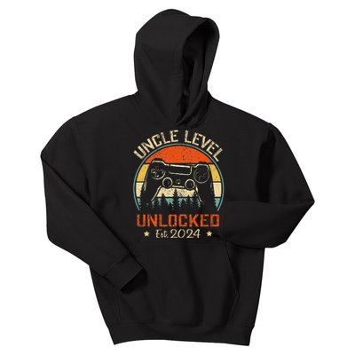 Vintage Leveled Up To Uncle Uncle Level Unlocked Est. 2024 Kids Hoodie