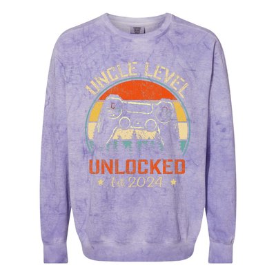 Vintage Leveled Up To Uncle Uncle Level Unlocked Est. 2024 Colorblast Crewneck Sweatshirt