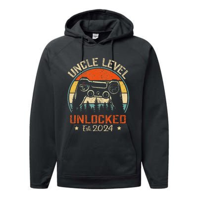 Vintage Leveled Up To Uncle Uncle Level Unlocked Est. 2024 Performance Fleece Hoodie