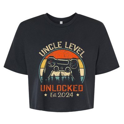 Vintage Leveled Up To Uncle Uncle Level Unlocked Est. 2024 Bella+Canvas Jersey Crop Tee