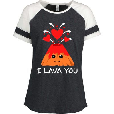 Volcano Lava Valentines Day For I I Lava You Love Enza Ladies Jersey Colorblock Tee