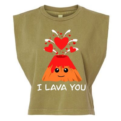 Volcano Lava Valentines Day For I I Lava You Love Garment-Dyed Women's Muscle Tee