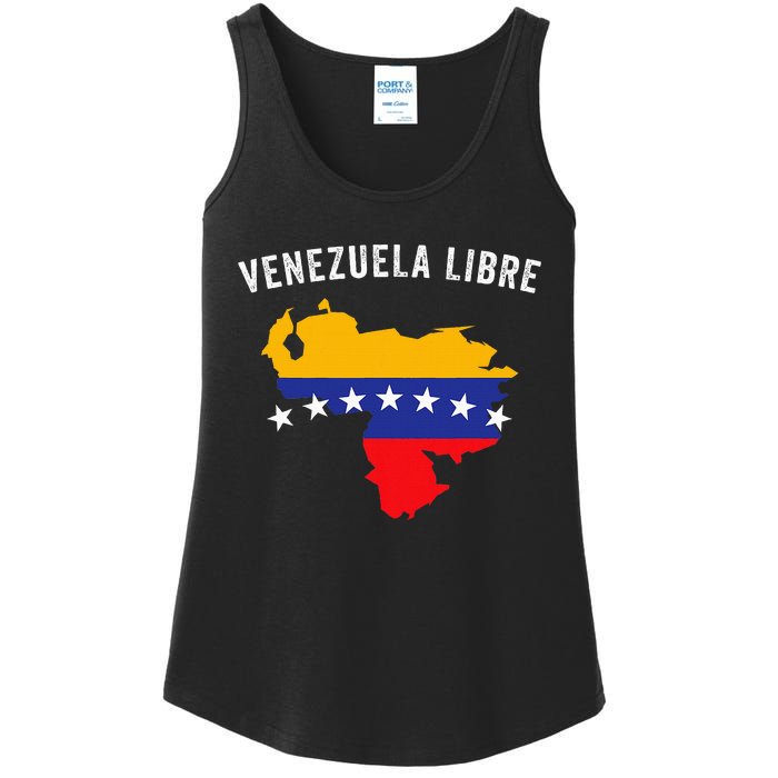 Venezuela Libre Venezuela Map 7 Stars Flag Family Souvenir Ladies Essential Tank