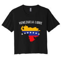 Venezuela Libre Venezuela Map 7 Stars Flag Family Souvenir Women's Crop Top Tee