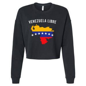 Venezuela Libre Venezuela Map 7 Stars Flag Family Souvenir Cropped Pullover Crew