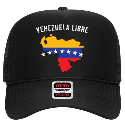 Venezuela Libre Venezuela Map 7 Stars Flag Family Souvenir High Crown Mesh Back Trucker Hat