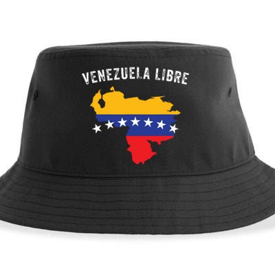 Venezuela Libre Venezuela Map 7 Stars Flag Family Souvenir Sustainable Bucket Hat