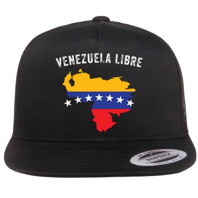 Venezuela Libre Venezuela Map 7 Stars Flag Family Souvenir Flat Bill Trucker Hat