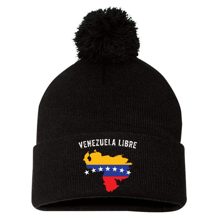 Venezuela Libre Venezuela Map 7 Stars Flag Family Souvenir Pom Pom 12in Knit Beanie