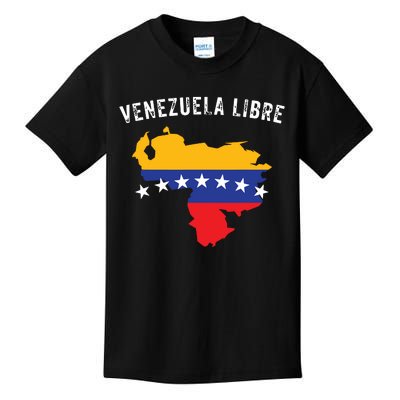 Venezuela Libre Venezuela Map 7 Stars Flag Family Souvenir Kids T-Shirt