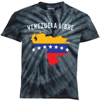 Venezuela Libre Venezuela Map 7 Stars Flag Family Souvenir Kids Tie-Dye T-Shirt