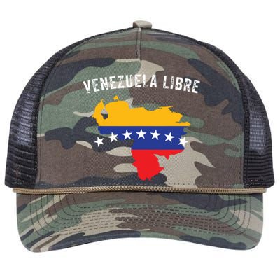 Venezuela Libre Venezuela Map 7 Stars Flag Family Souvenir Retro Rope Trucker Hat Cap