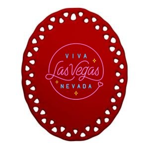 Viva Las Vegas Nevada Gift Ceramic Oval Ornament