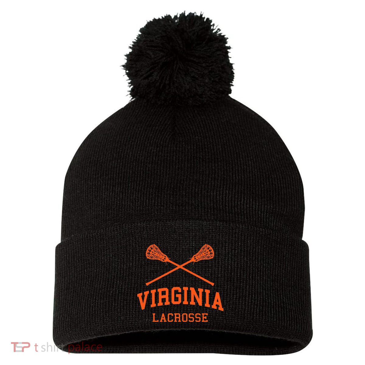 Virginia Lacrosse Vintage Lax Weathered Pom Pom 12in Knit Beanie
