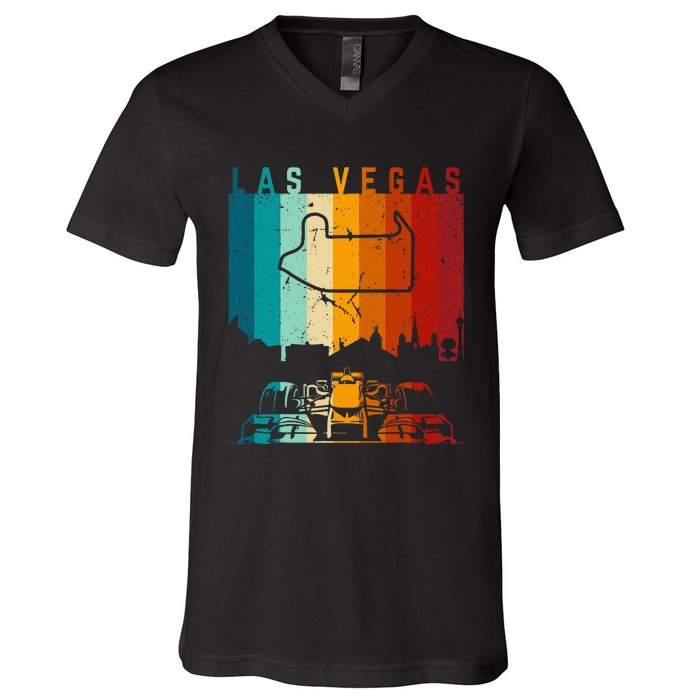 Vintage Las Vegas Formula Racing Track Circuit Fan V-Neck T-Shirt