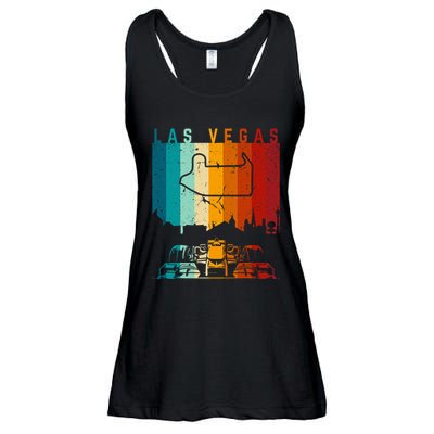 Vintage Las Vegas Formula Racing Track Circuit Fan Ladies Essential Flowy Tank