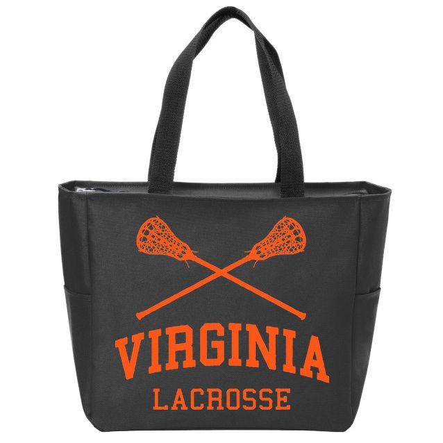 Virginia Lacrosse Vintage Lax Weathered Zip Tote Bag