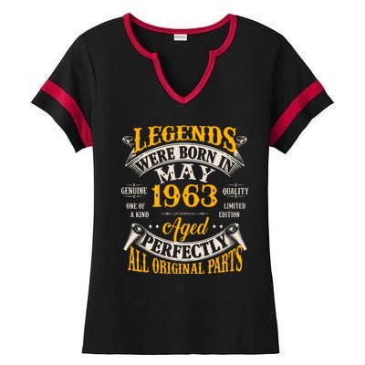 Vintage Legends Were Born In May 1963 Birthday Ladies Halftime Notch Neck Tee