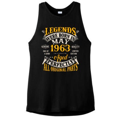 Vintage Legends Were Born In May 1963 Birthday Ladies PosiCharge Tri-Blend Wicking Tank