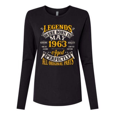 Vintage Legends Were Born In May 1963 Birthday Womens Cotton Relaxed Long Sleeve T-Shirt