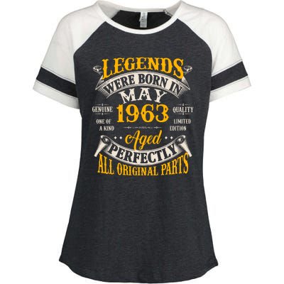 Vintage Legends Were Born In May 1963 Birthday Enza Ladies Jersey Colorblock Tee