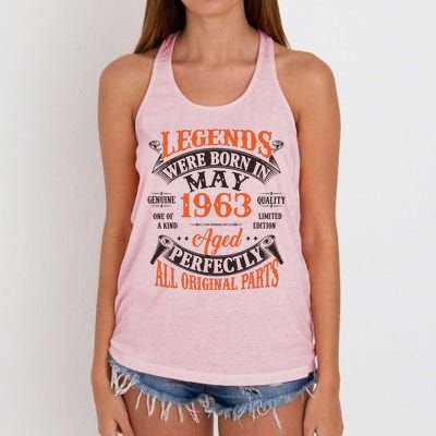 Vintage Legends Were Born In May 1963 Birthday Women's Knotted Racerback Tank