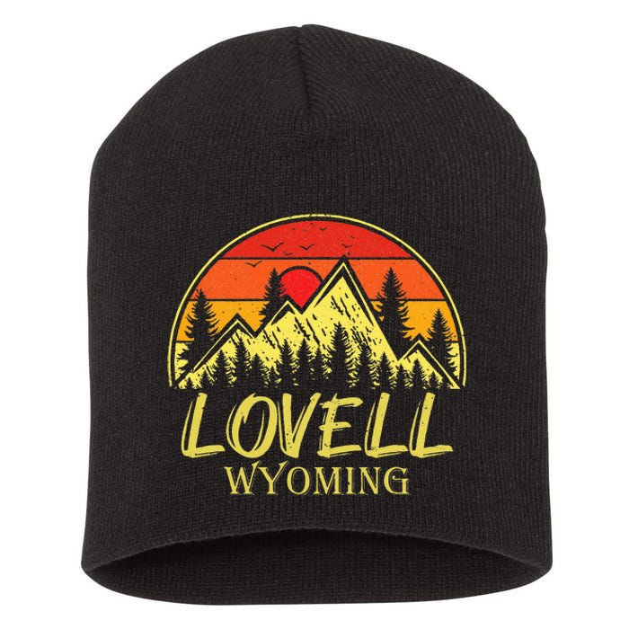 Vintage Lovell Wyoming WY Mountains Hike Hiking Souvenir Short Acrylic Beanie