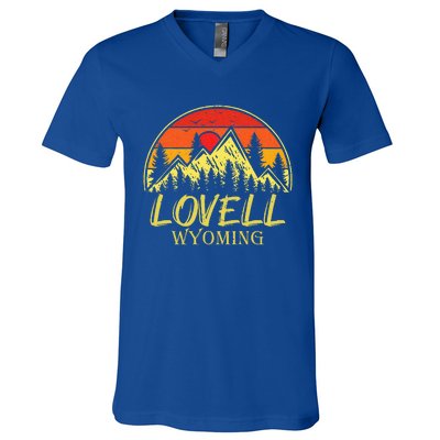 Vintage Lovell Wyoming WY Mountains Hike Hiking Souvenir V-Neck T-Shirt