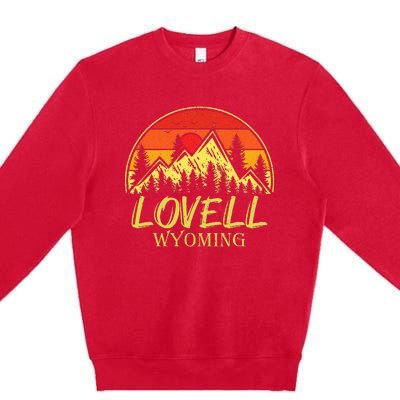 Vintage Lovell Wyoming WY Mountains Hike Hiking Souvenir Premium Crewneck Sweatshirt