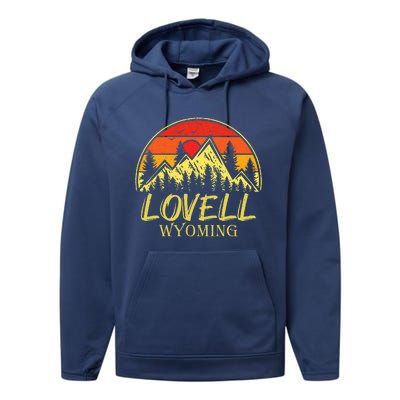 Vintage Lovell Wyoming WY Mountains Hike Hiking Souvenir Performance Fleece Hoodie