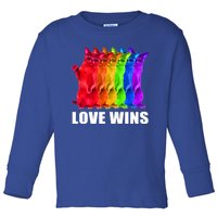 Vintage Love Win Rainbow Cat Lover Pride Lesbian Gay Lgbtq Gift Toddler Long Sleeve Shirt