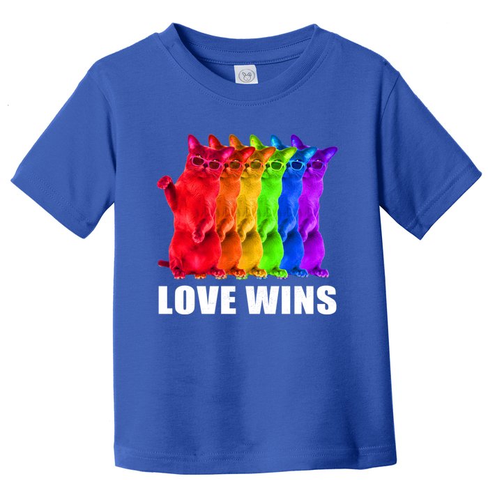 Vintage Love Win Rainbow Cat Lover Pride Lesbian Gay Lgbtq Gift Toddler T-Shirt