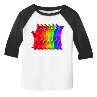 Vintage Love Win Rainbow Cat Lover Pride Lesbian Gay Lgbtq Gift Toddler Fine Jersey T-Shirt