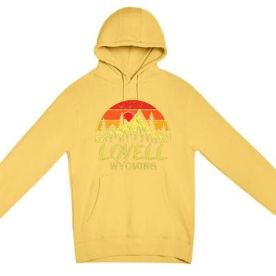 Vintage Lovell Wyoming WY Mountains Hike Hiking Souvenir Premium Pullover Hoodie