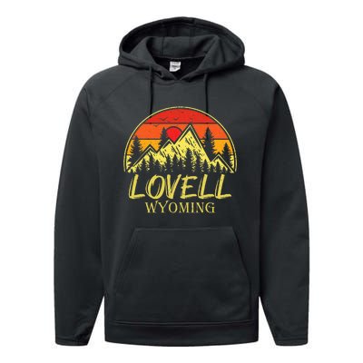 Vintage Lovell Wyoming WY Mountains Hike Hiking Souvenir Performance Fleece Hoodie