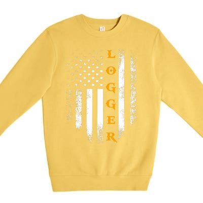 Vintage Logger With American Flag Logging/Carpenter Gift Premium Crewneck Sweatshirt