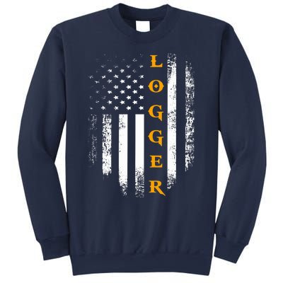 Vintage Logger With American Flag Logging/Carpenter Gift Sweatshirt