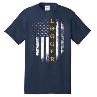 Vintage Logger With American Flag Logging/Carpenter Gift Tall T-Shirt