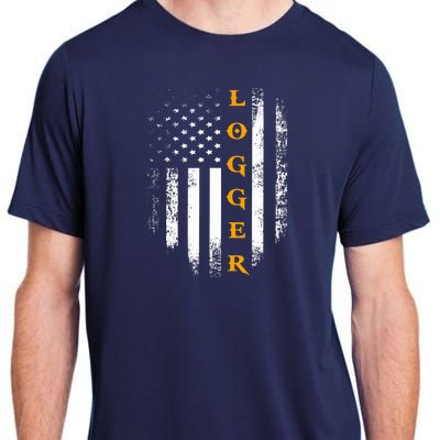 Vintage Logger With American Flag Logging/Carpenter Gift Adult ChromaSoft Performance T-Shirt