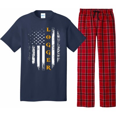 Vintage Logger With American Flag Logging/Carpenter Gift Pajama Set