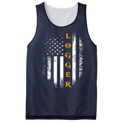 Vintage Logger With American Flag Logging/Carpenter Gift Mesh Reversible Basketball Jersey Tank