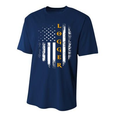 Vintage Logger With American Flag Logging/Carpenter Gift Performance Sprint T-Shirt