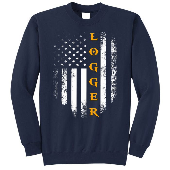 Vintage Logger With American Flag Logging/Carpenter Gift Tall Sweatshirt