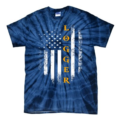 Vintage Logger With American Flag Logging/Carpenter Gift Tie-Dye T-Shirt