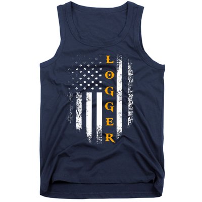 Vintage Logger With American Flag Logging/Carpenter Gift Tank Top