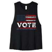 Vote Like Your Rights Depend On It 2024 Election Women's Racerback Cropped Tank