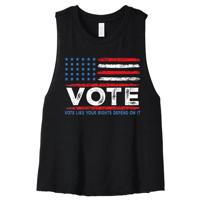 Vote Like Your Rights Depend On It 2024 Election Women's Racerback Cropped Tank