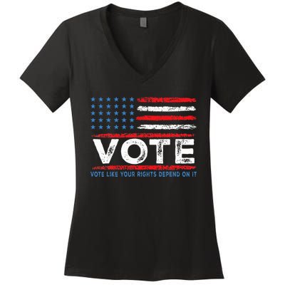 Vote Like Your Rights Depend On It 2024 Election Women's V-Neck T-Shirt