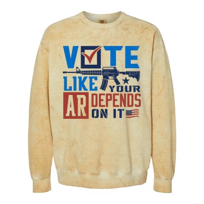 Vote Like Your Ar Depends On It Us Ar Rifle Gun Colorblast Crewneck Sweatshirt